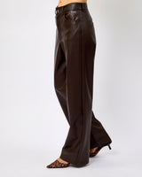 Chocolate Corian Straight Leg Faux Leather Trousers