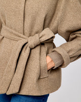 Toffee Melange Tie Waist Short Coat