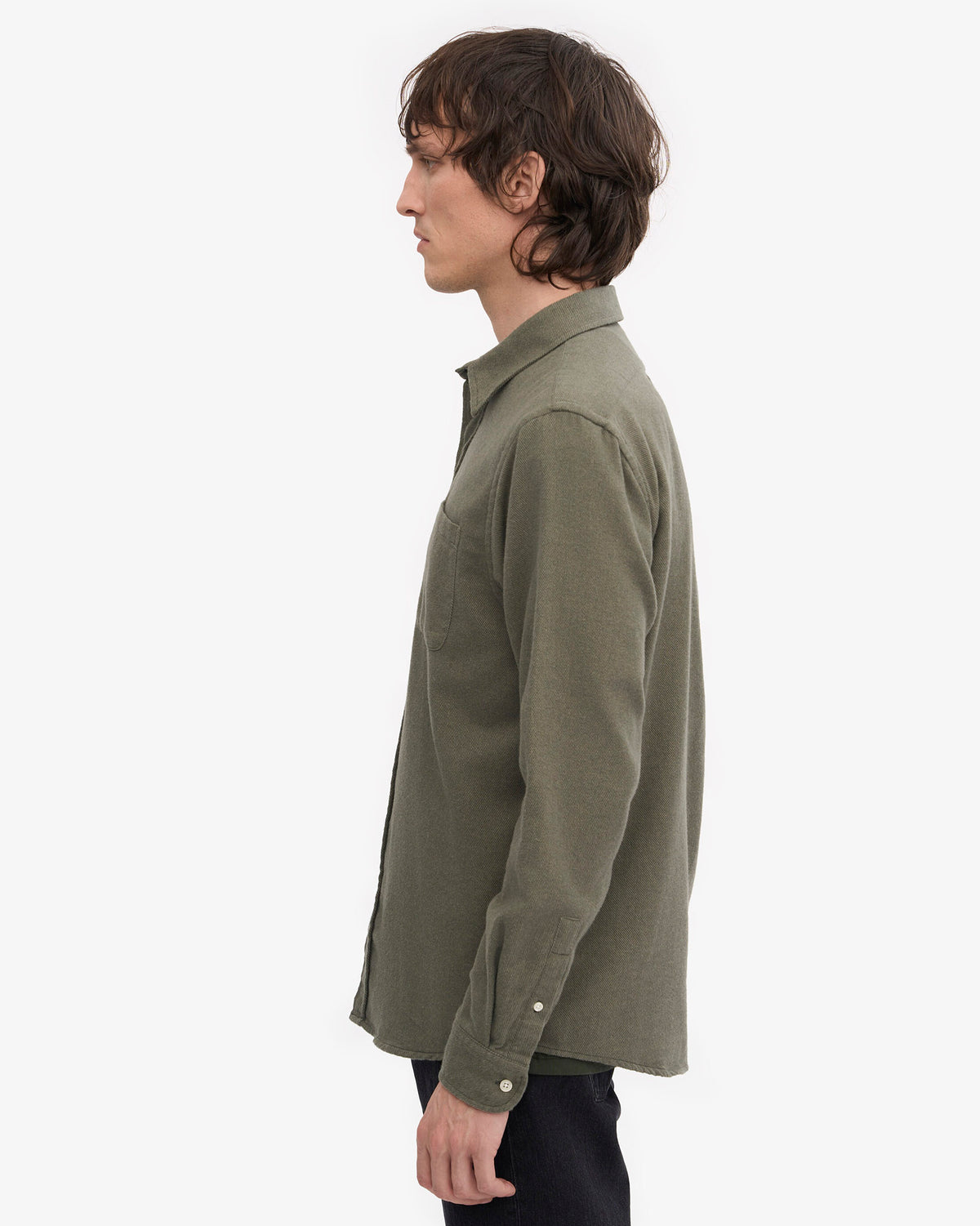 Dusty Olive Classic Cotton Flannel Shirt