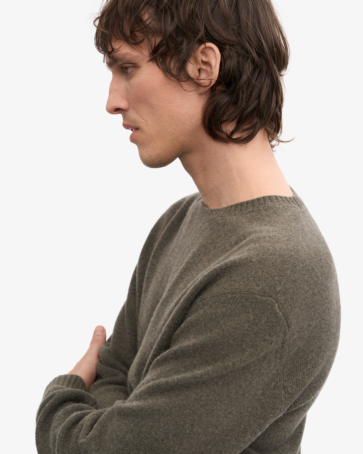 Dusty Olive Classic Merino Crew Neck Jumper