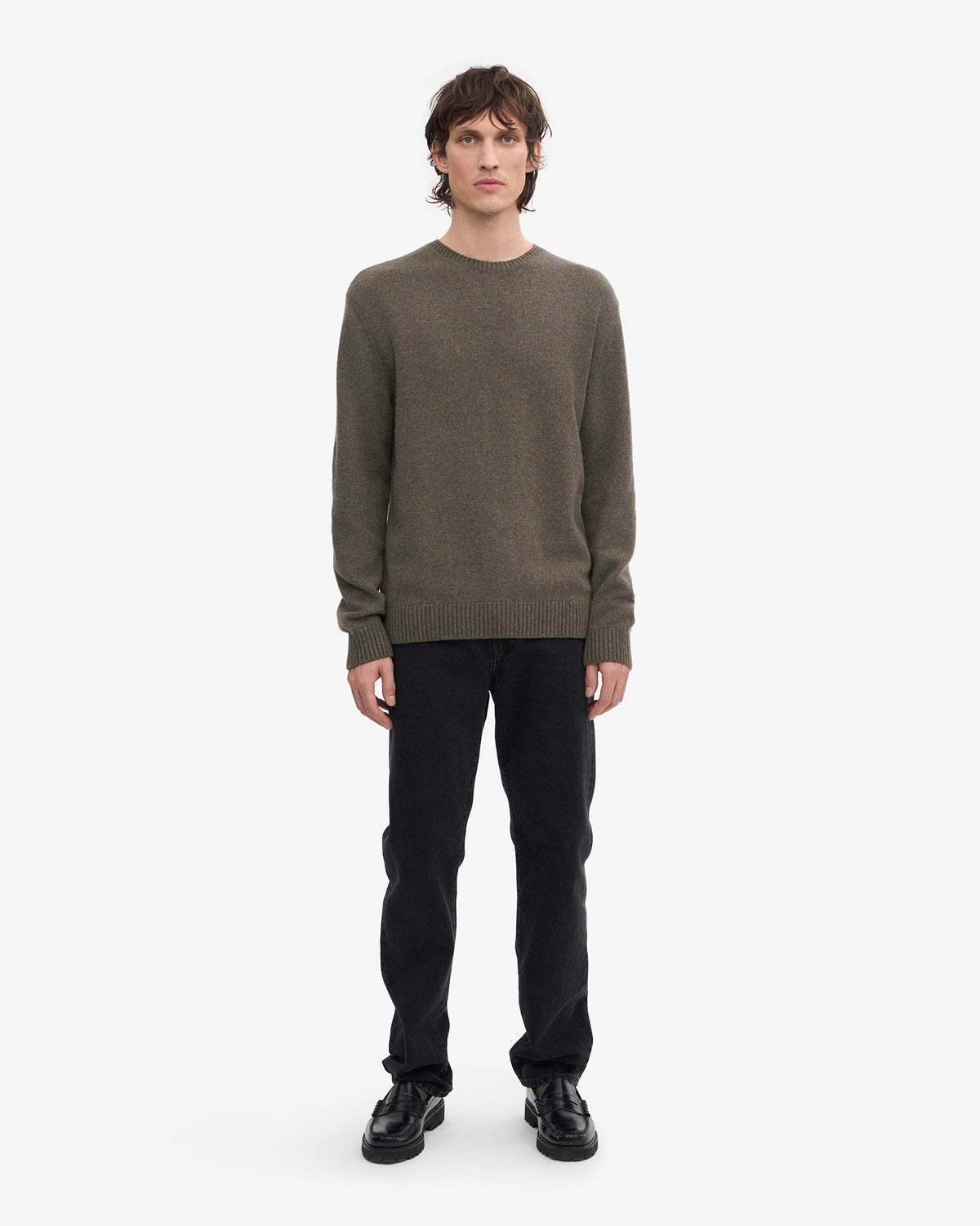 Dusty Olive Classic Merino Crew Neck Jumper