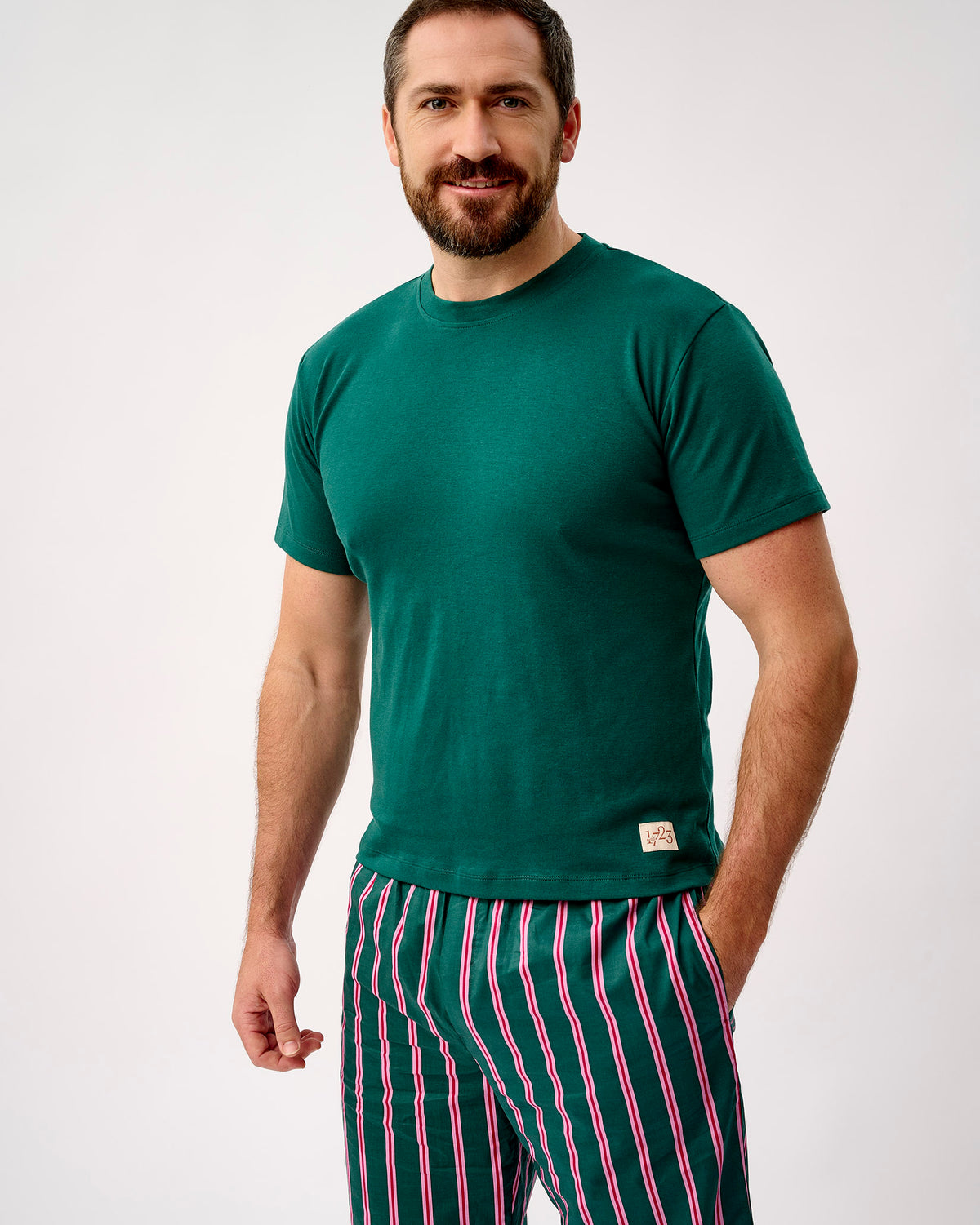 Emerald Blush Stripe Men's Cotton Bottoms