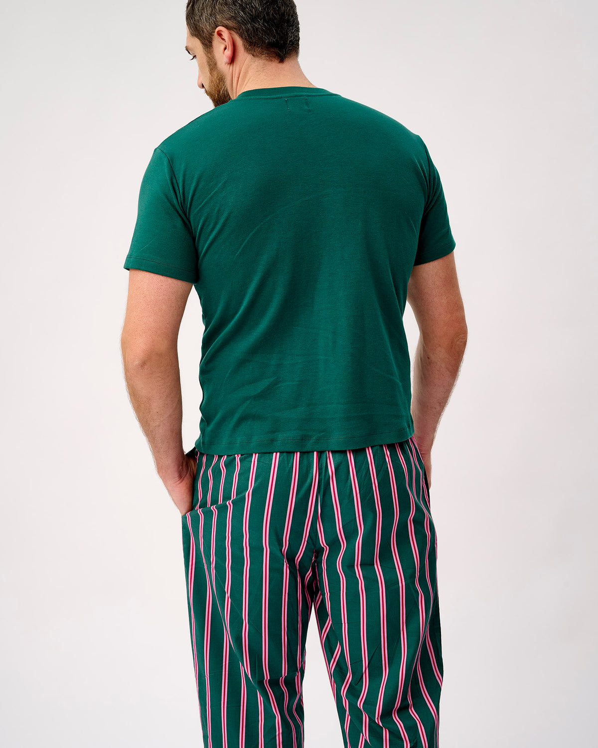 Emerald Blush Stripe Men's Cotton Bottoms