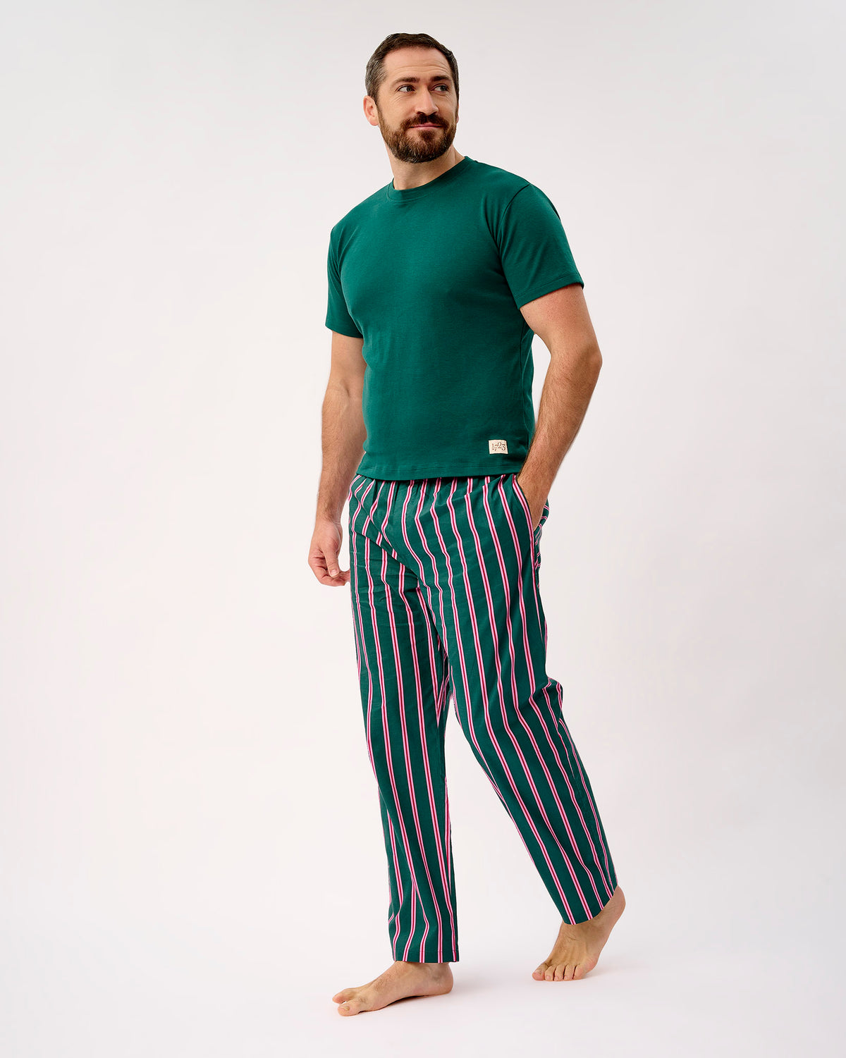 Emerald Blush Stripe Men's Cotton Bottoms