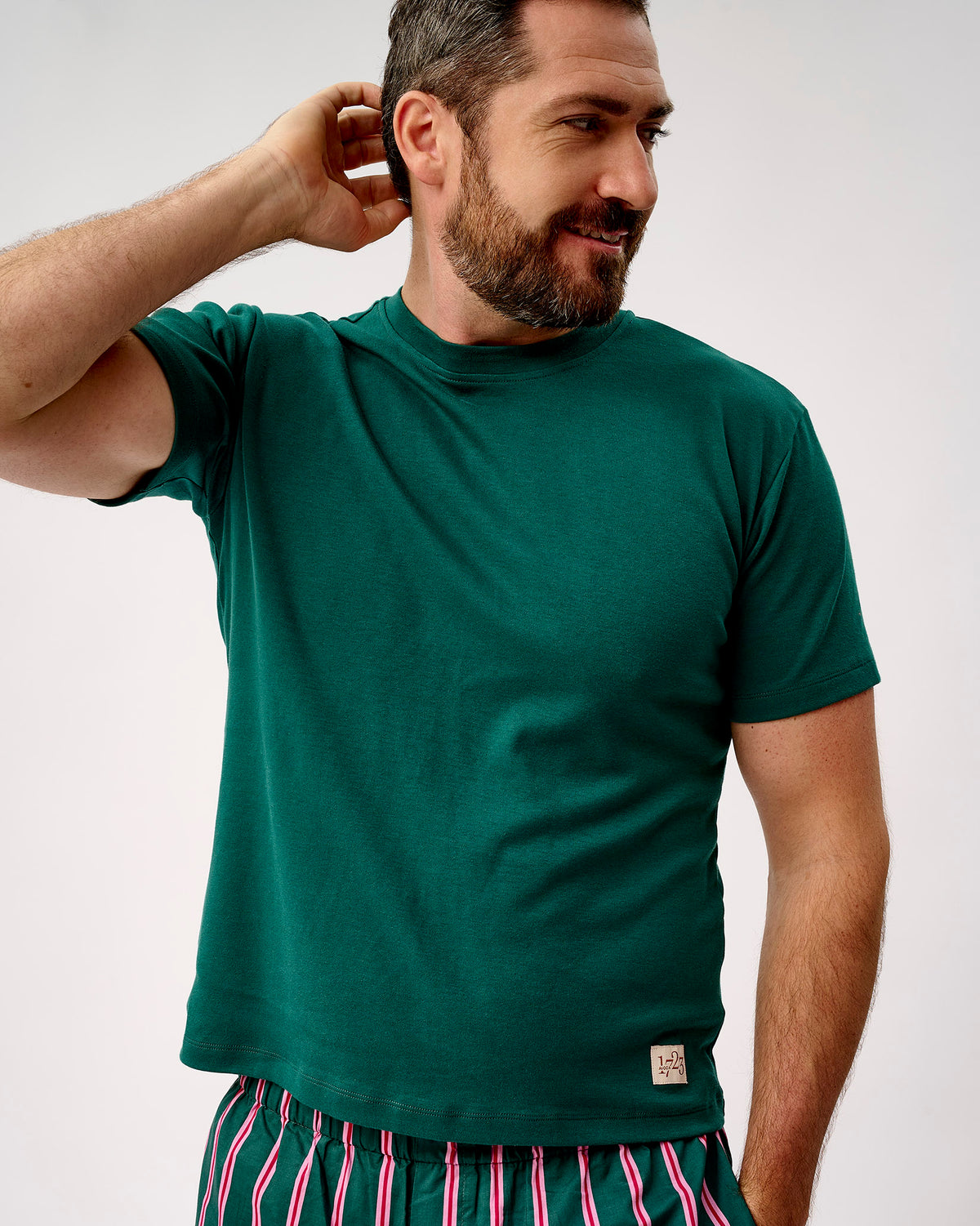 Emerald Blush Stripe Men's Green Cotton T-Shirt