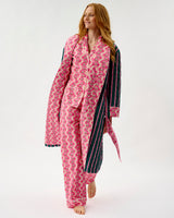 Emerald Blush Stripe & Pink Wave Quilted Cotton Dressing Gown