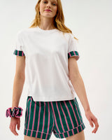 Emerald Blush Stripe Cotton Shorts