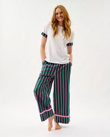 Emerald Blush Stripe Frill Trim Cotton Bottoms