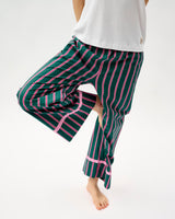 Emerald Blush Stripe Frill Trim Cotton Bottoms