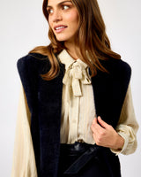 Dark Navy Elona Short Faux Fur Waistcoat