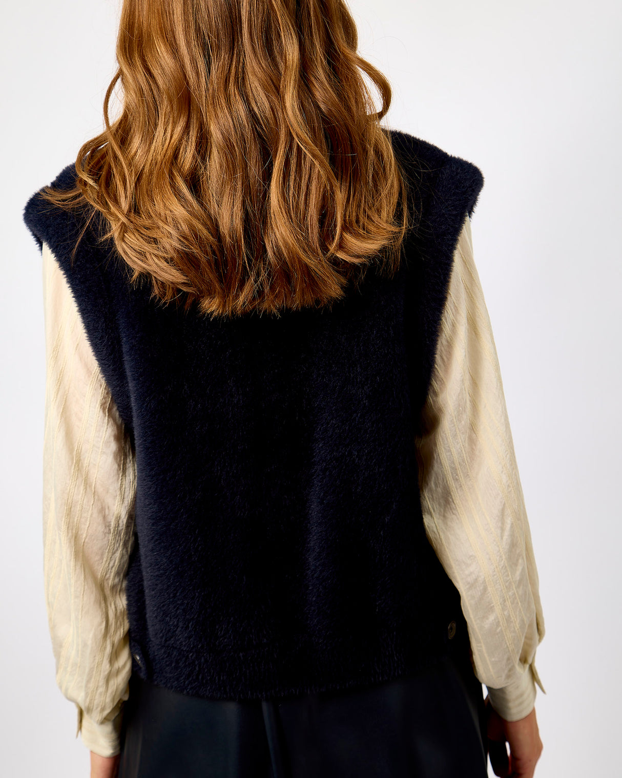 Dark Navy Elona Short Faux Fur Waistcoat