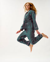 Emerald Blush Stripe Cotton Pyjama Set