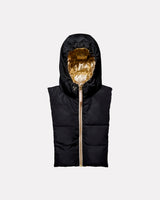 Gold & Black Reversible Pull on Hood