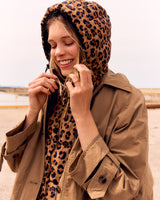Leopard & Black Reversible Pull On Hood