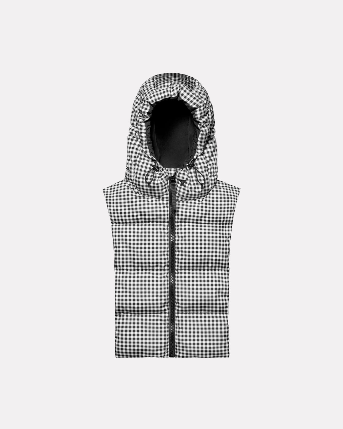 Black & White Gingham Reversible Pull On Hood