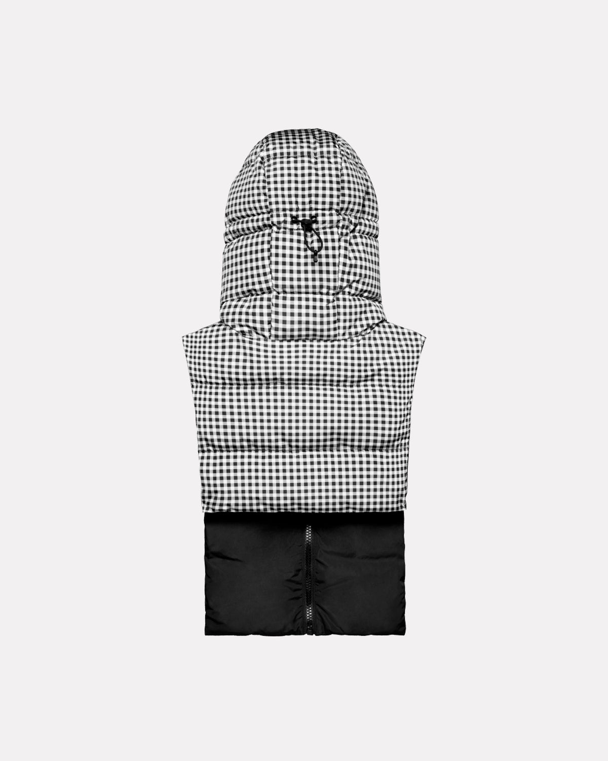 Black & White Gingham Reversible Pull On Hood