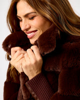 Coffee Roast Feline Faux Fur Jacket