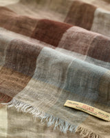 Natural Check Florence 100% Linen Scarf