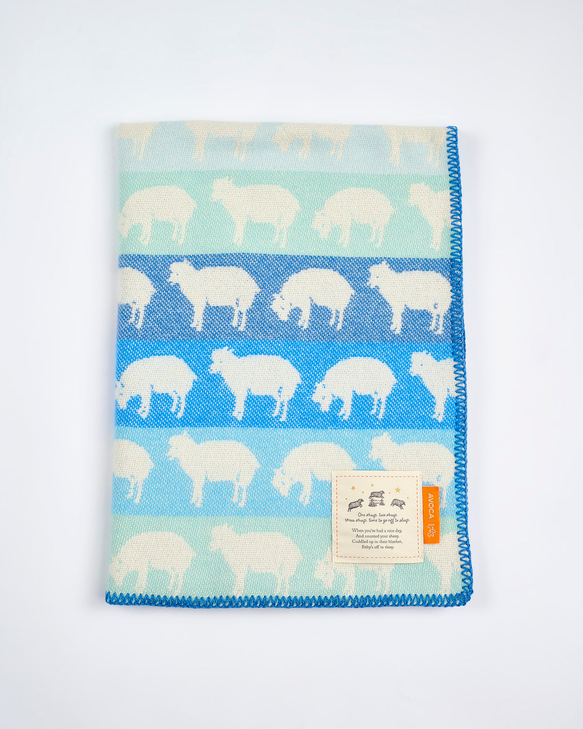 Baa Blue Stripes Fluffy Sheep Baby Blanket