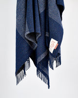 Navy & Cream Stripe Dapple Heavy Donegal Throw