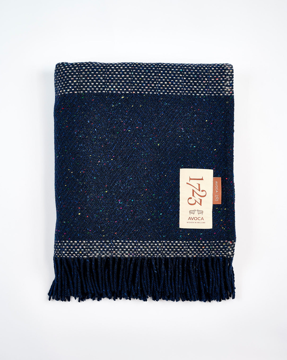 Navy & Cream Stripe Dapple Heavy Donegal Throw