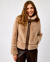 Oatmeal Lambra Short Faux Fur Jacket