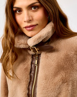 Oatmeal Lambra Short Faux Fur Jacket