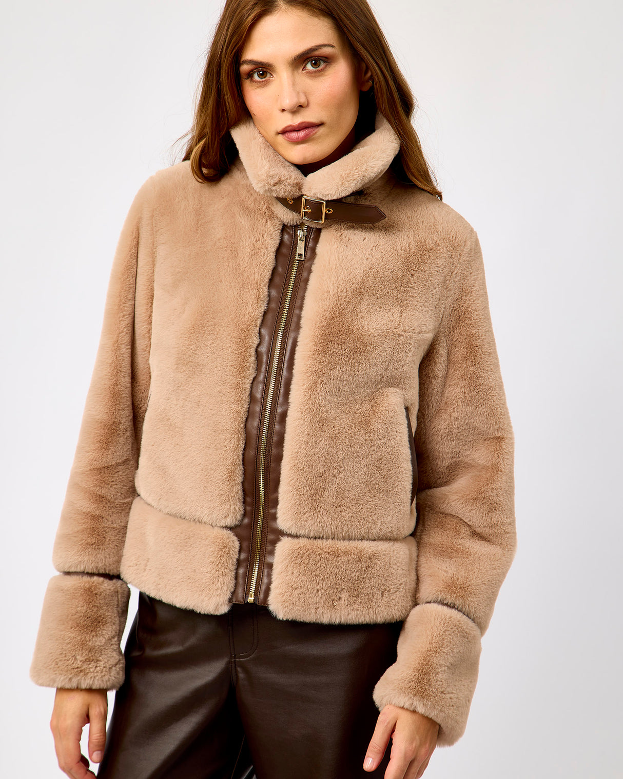 Oatmeal Lambra Short Faux Fur Jacket