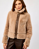Oatmeal Lambra Short Faux Fur Jacket