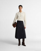 Dark Navy Delilah Pleated Midi Skirt