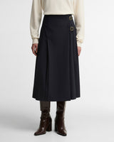 Dark Navy Delilah Pleated Midi Skirt