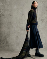 Dark Navy Delilah Pleated Midi Skirt