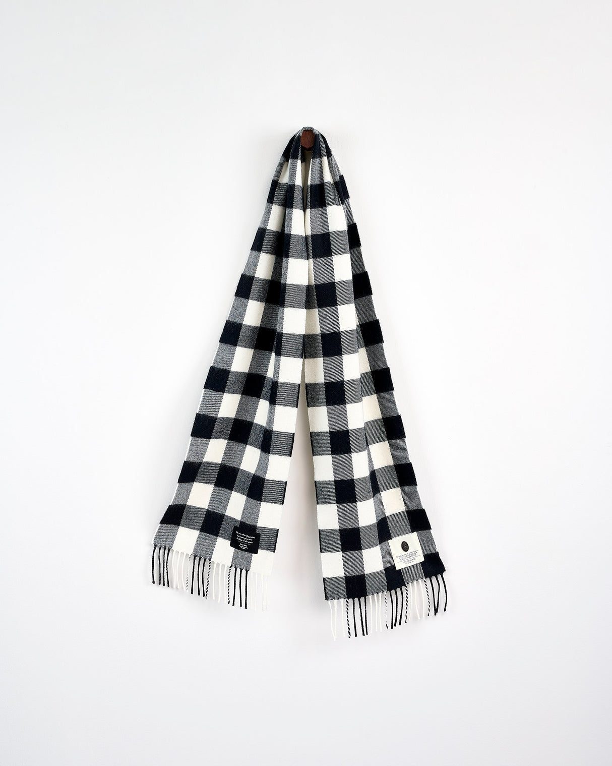 Black, Grey & White Check Oscar Wilde Exam Hall Merino Scarf