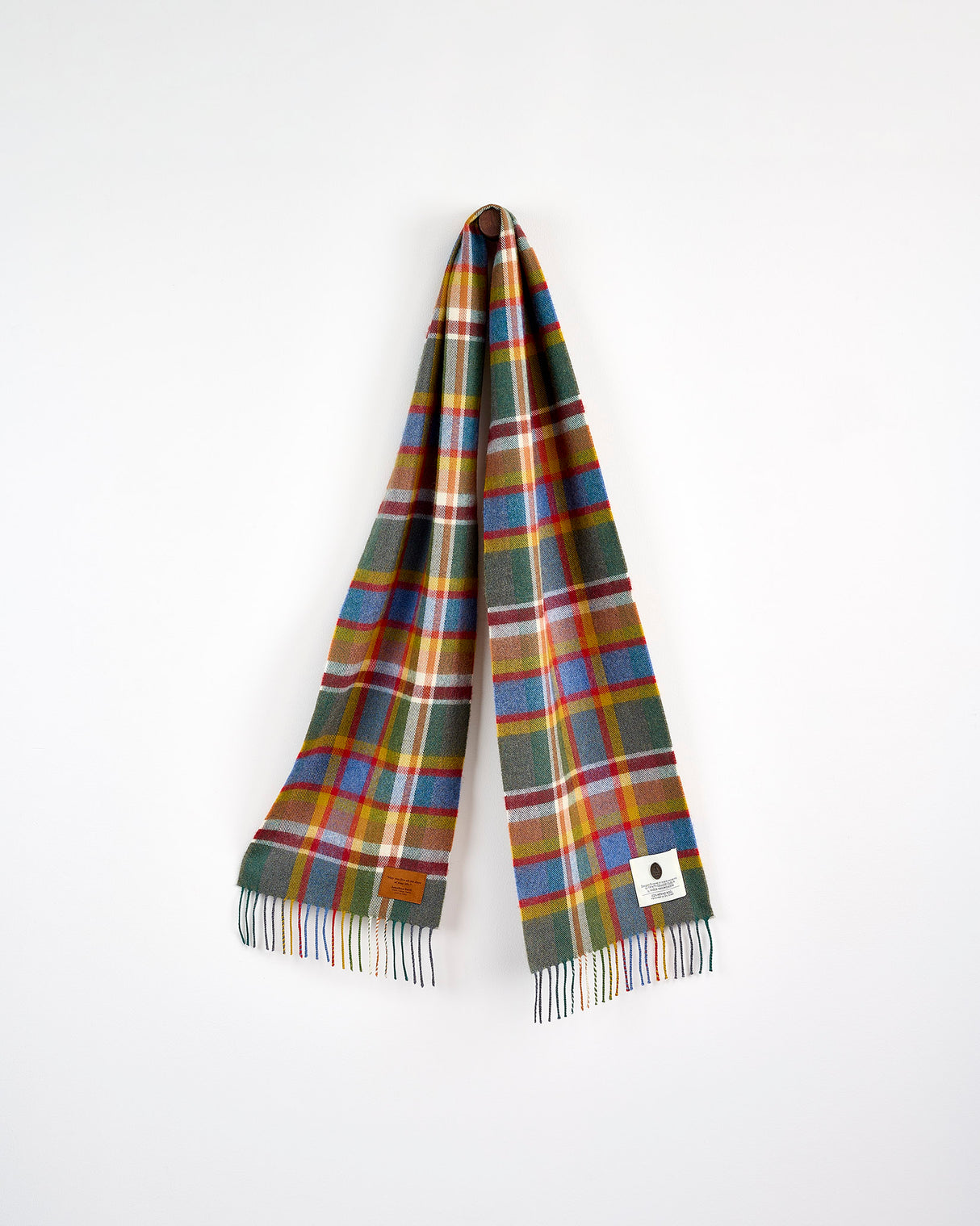 Multicolour Check Jonathan Swift Merino Narrow Scarf
