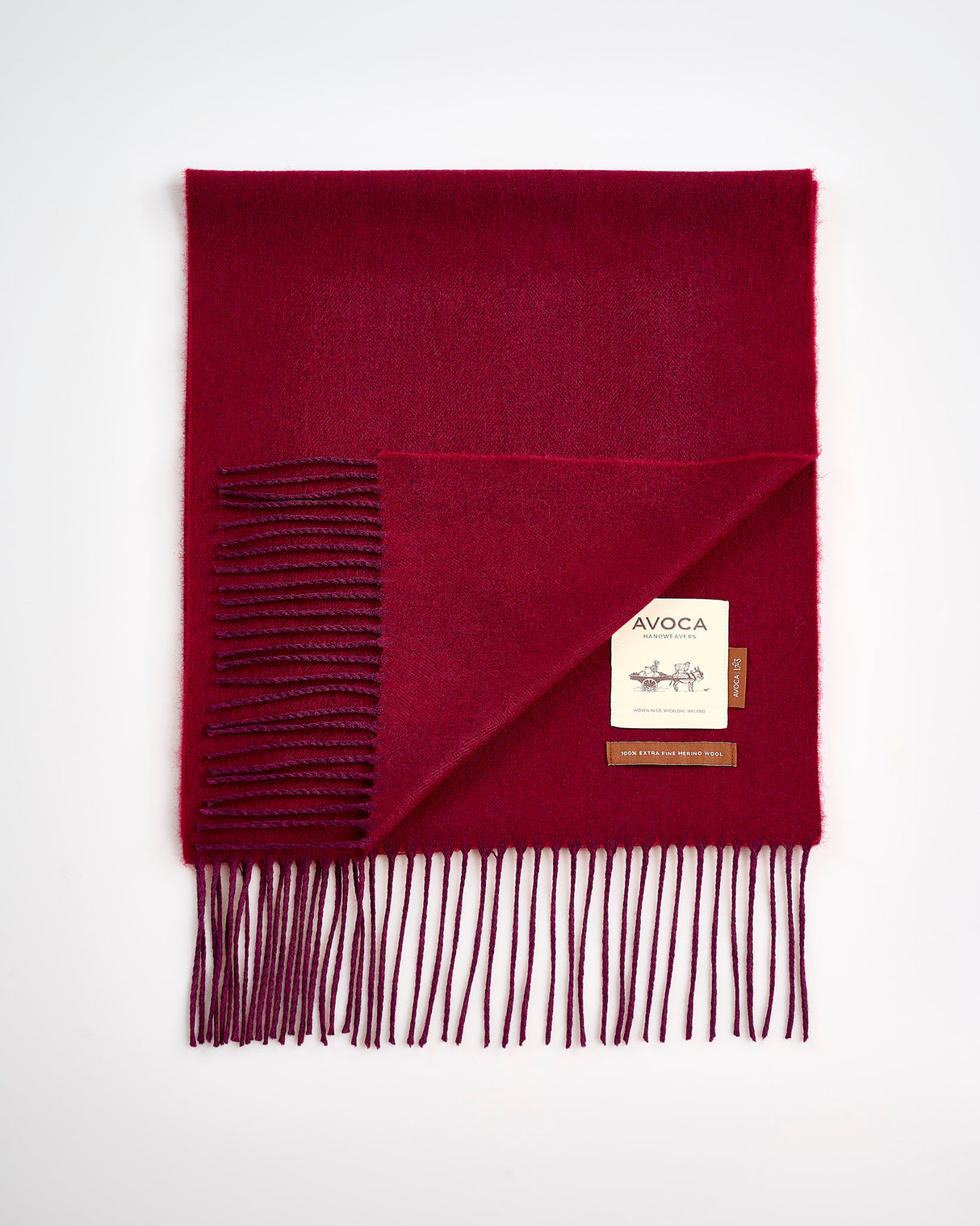 Burgundy Large Herringbone Wide Merino Scarf