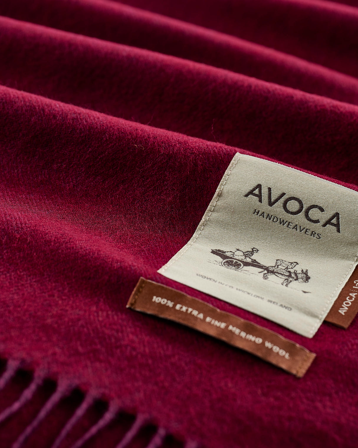 Burgundy Large Herringbone Wide Merino Scarf
