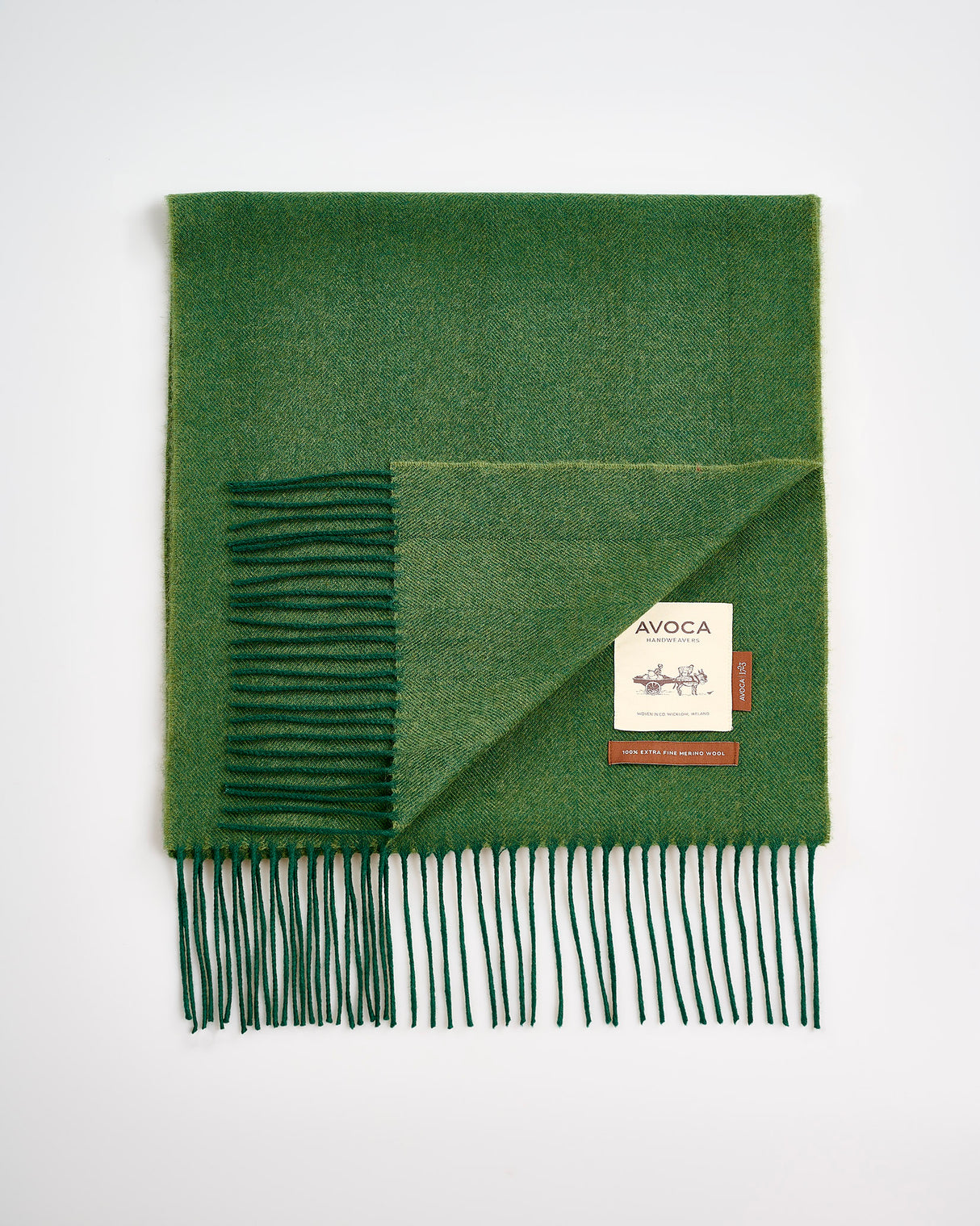 Forest Green Large Herringbone Wide Merino Scarf