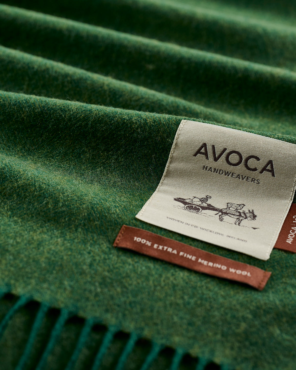 Forest Green Large Herringbone Wide Merino Scarf
