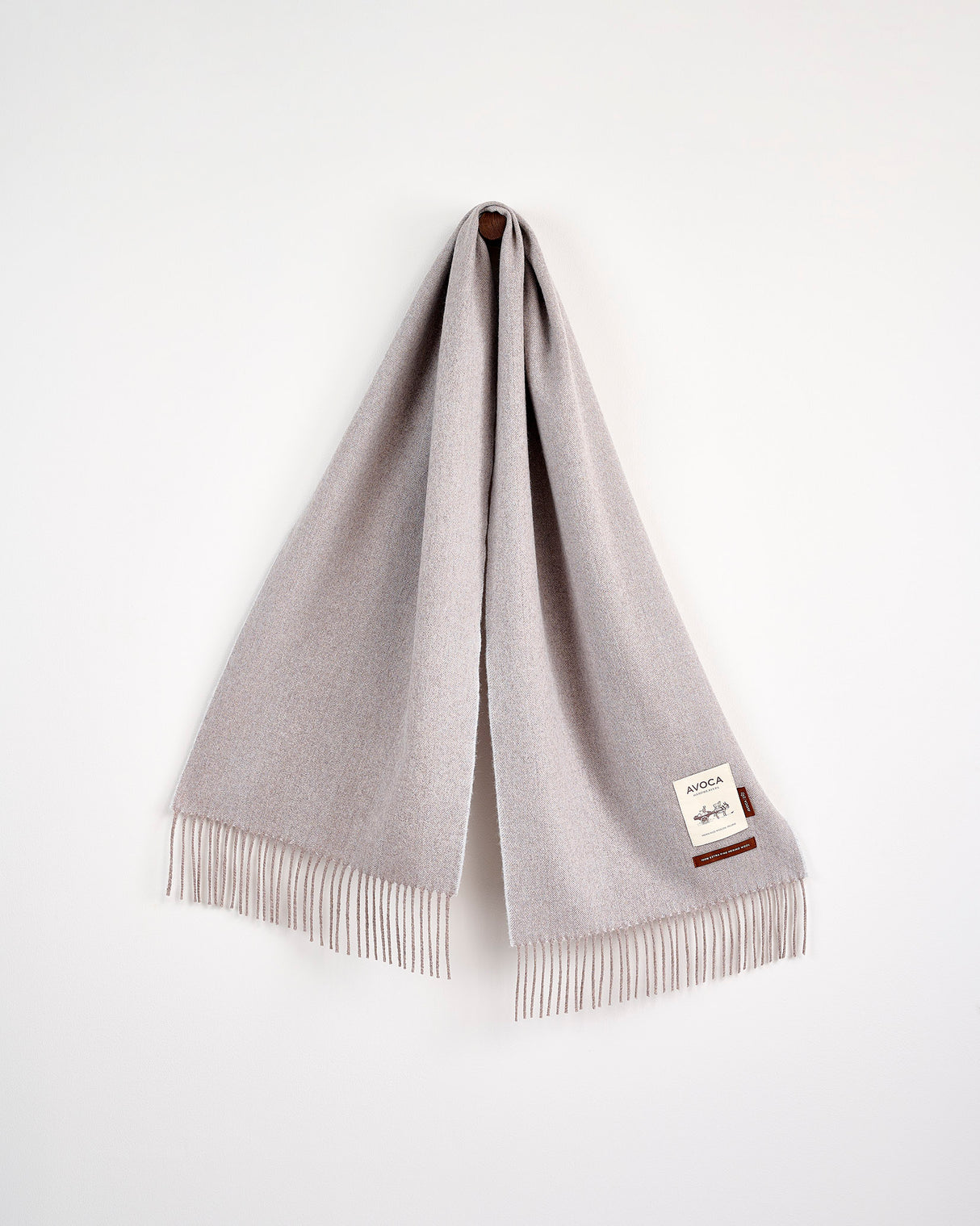Light Grey Large Herringbone Wide Merino Scarf