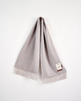 Light Grey Large Herringbone Wide Merino Scarf