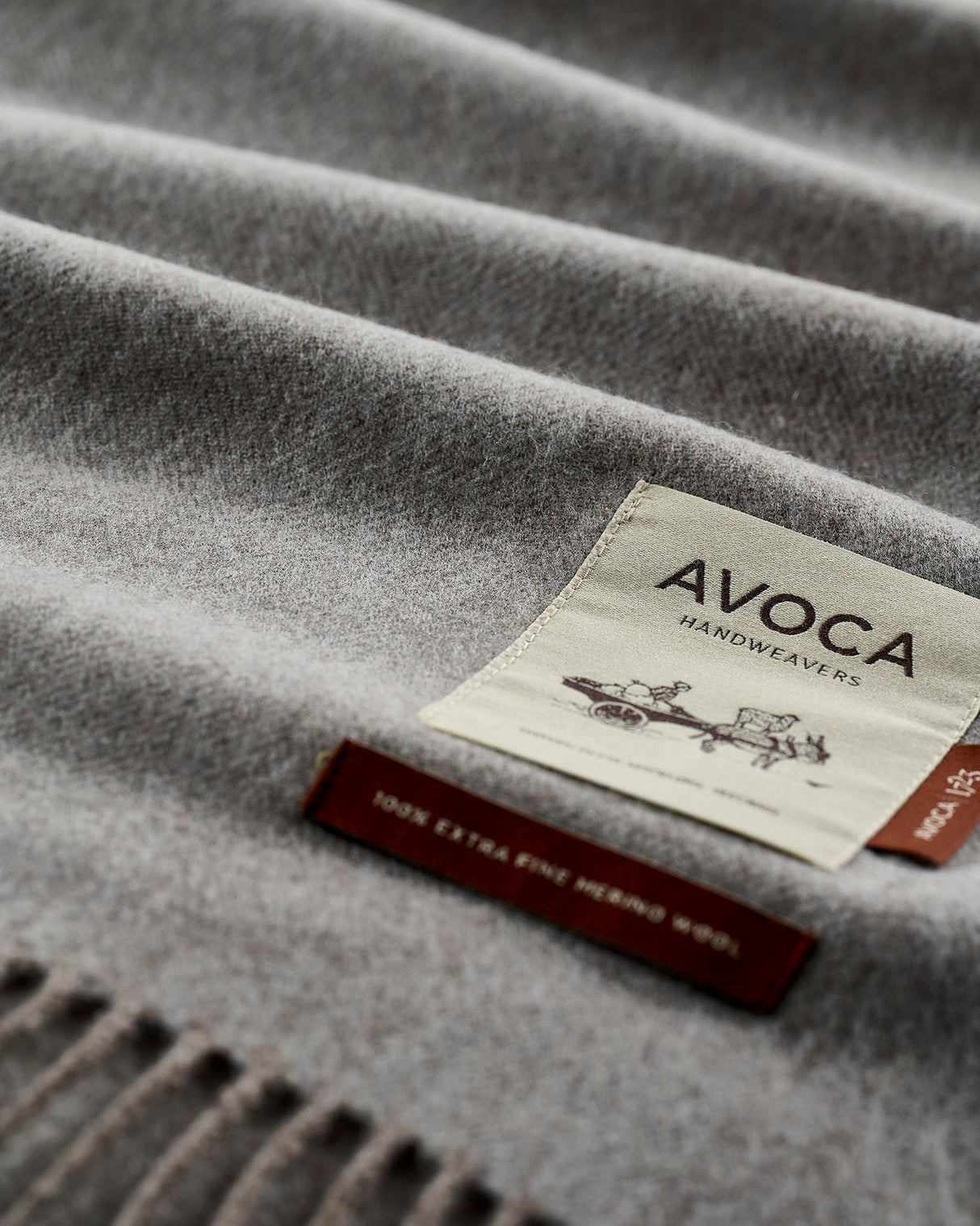 Light Grey Large Herringbone Wide Merino Scarf