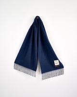 Navy Large Herringbone Wide Merino Scarf
