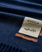 Navy Large Herringbone Wide Merino Scarf