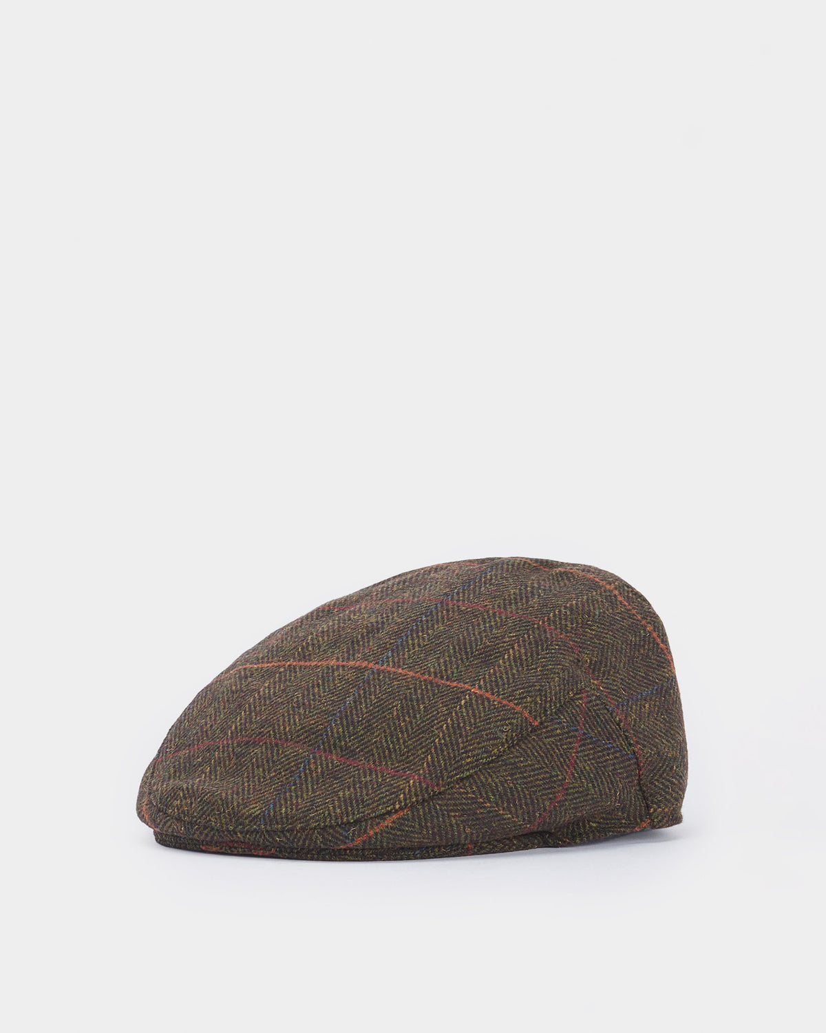 Olive Herringbone Wilkin Flat Cap