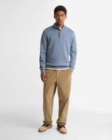 Tartan Blue Cotton Half Zip Jumper