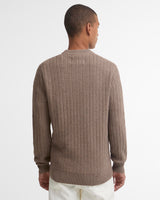 Stone Herringbone Knitted Crew Neck Jumper