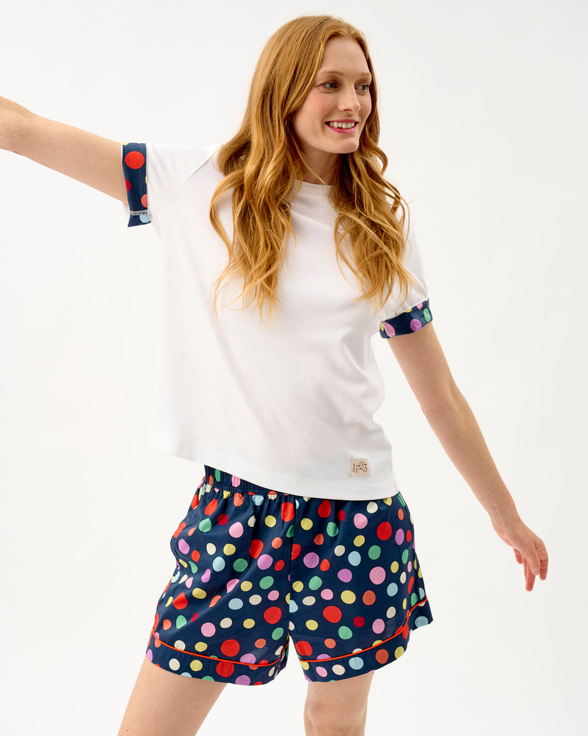 Navy Spots Cotton Shorts
