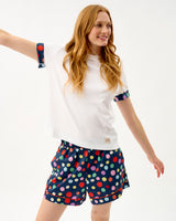 Navy Spots Cotton Shorts