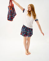 Navy Spots Cotton Shorts