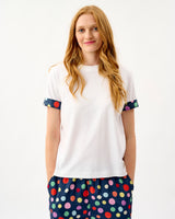 Navy Spots White Cotton T-Shirt